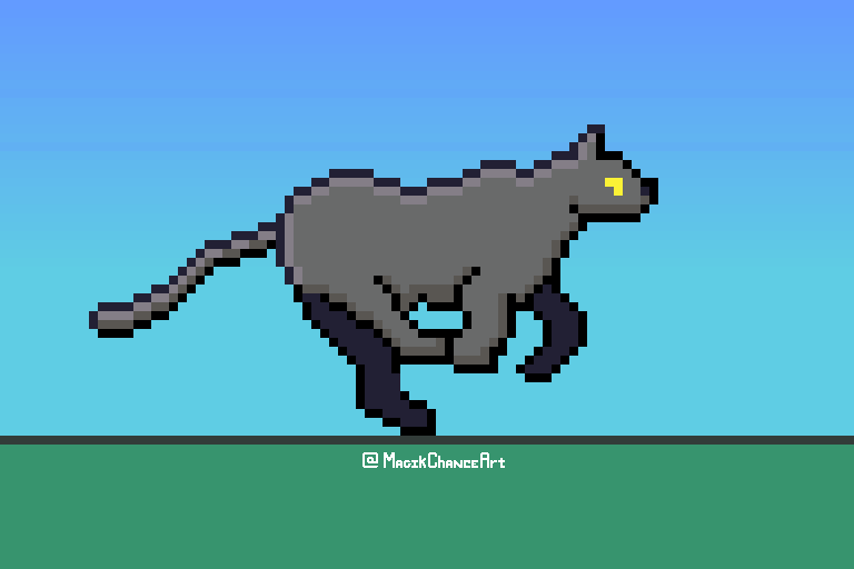A panther running. Pixel art gif.